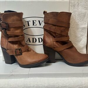 Steve Madden Tan Strappy Heeled Boots